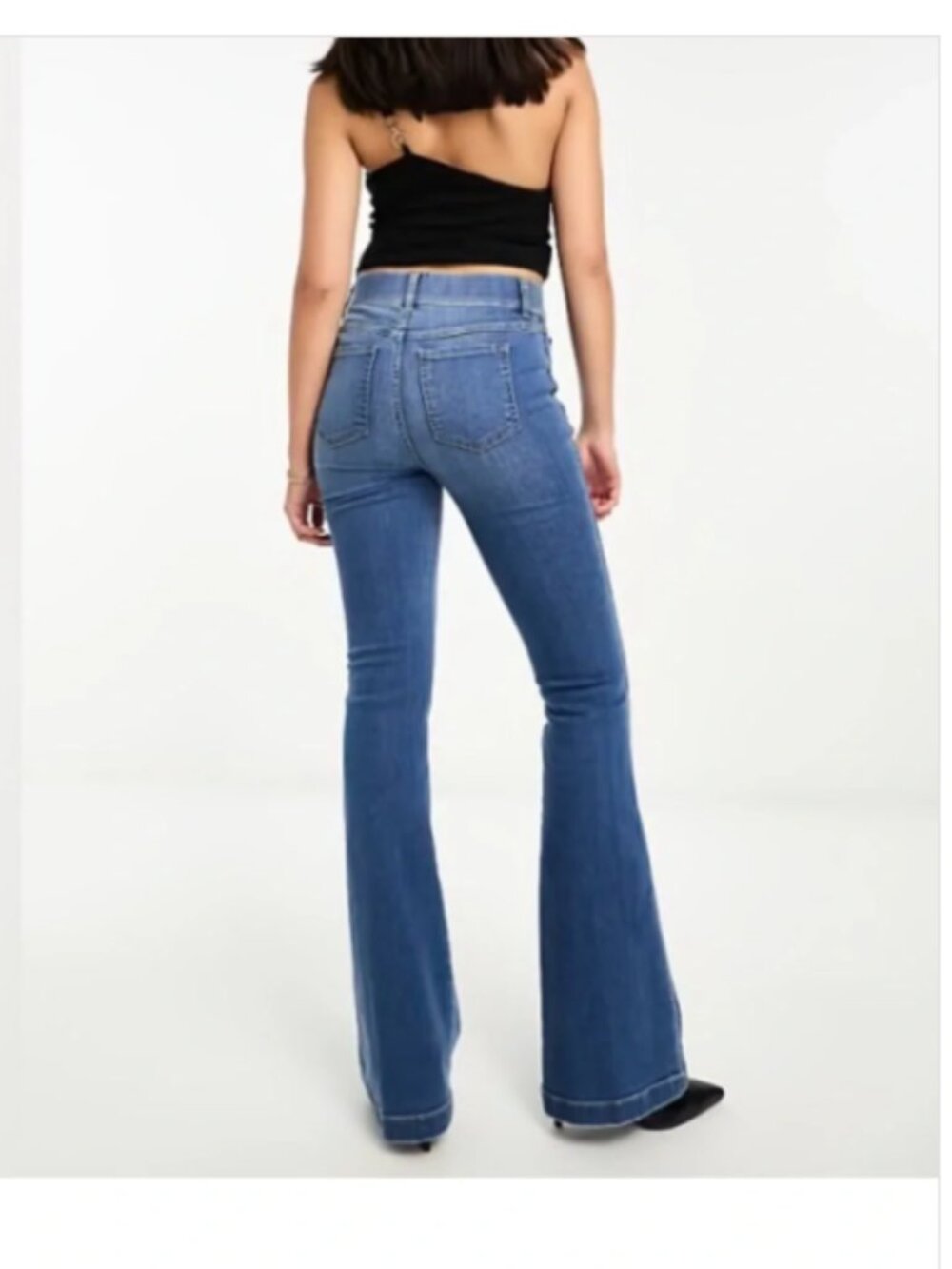 SPANX Flare Jeans Indigo Pull On Shaping Denim Size L - Picture 2 of 11
